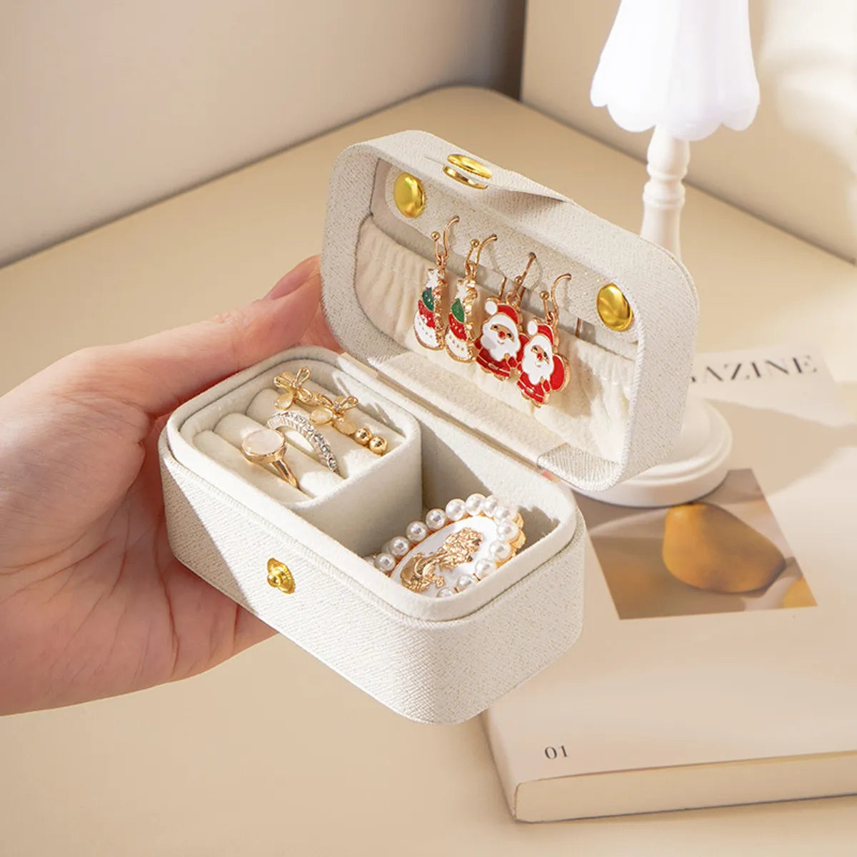 Simple Portable Jewelry Box Travel Jewelry Storage Box Ring Ear Studs Ear Chain Lipstick Small Jewelry Box