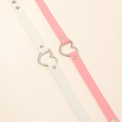 Simple Pu Leather Love Choker Set