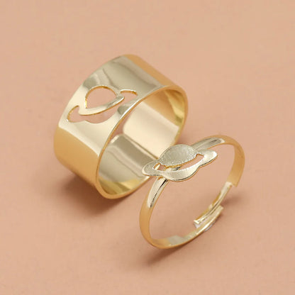 Simple Punk Hollow Universe Planet 2-piece Set Adjustable Ring Wholesale Gooddiy