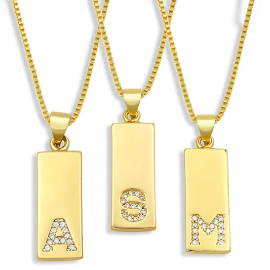 Simple Rectangle 26 Letter Necklace