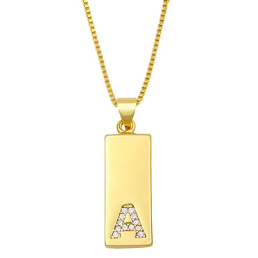 Simple Rectangle 26 Letter Necklace