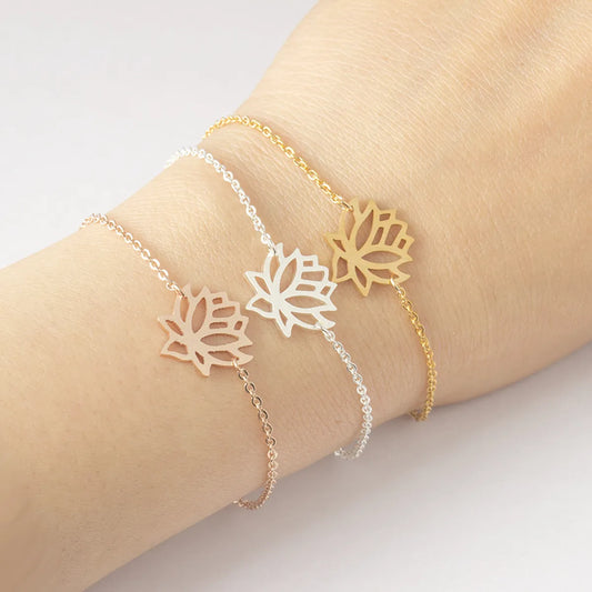 Simple Rose Gold Bracelet Stainless Steel Lotus Bracelet Wholesale