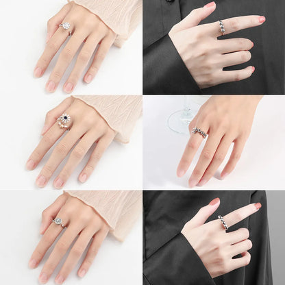 Simple Rotatable To Relieve Anti-anxiety Stress Copper Zircon Opening Ring Female