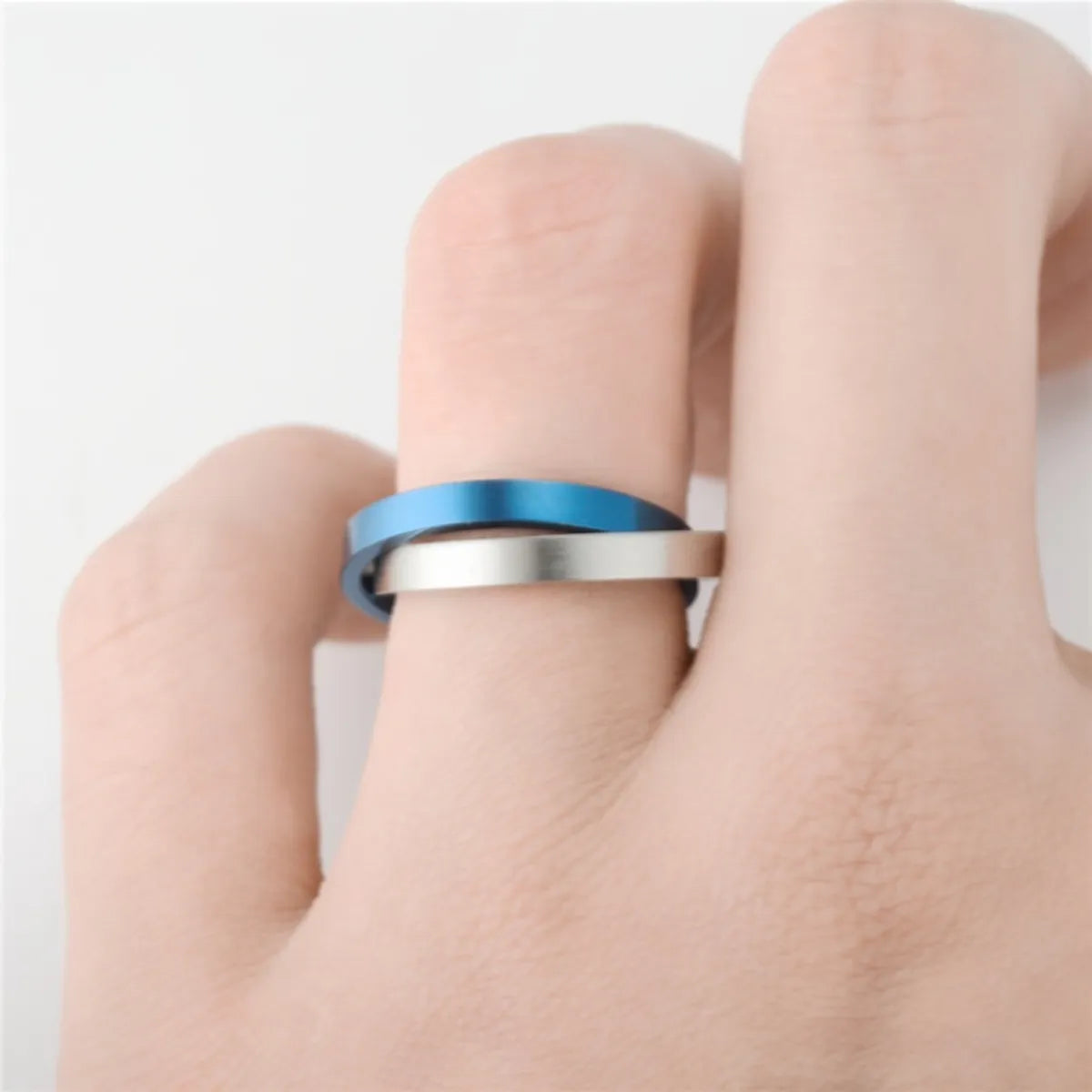 Simple Rotating Solid Color Stainless Steel Double Rings Wholesale Gooddiy