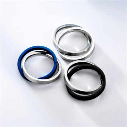 Simple Rotating Solid Color Stainless Steel Double Rings Wholesale Gooddiy