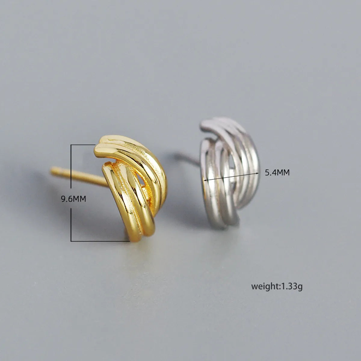 Simple S925 Silver Geometric Handmade Twisted Geometric Solid Color Earrings