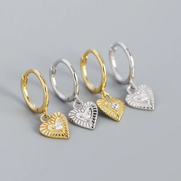 Simple S925 Silver Metal Retro Heart-shaped Hoop Earrings Wholesale