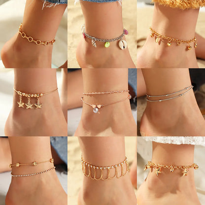 Simple Shell Starfish Diamond Anklet Wholesale