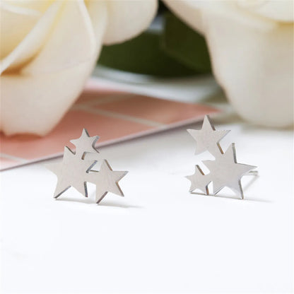 Fashion Star Stainless Steel No Inlaid Earrings Ear Studs