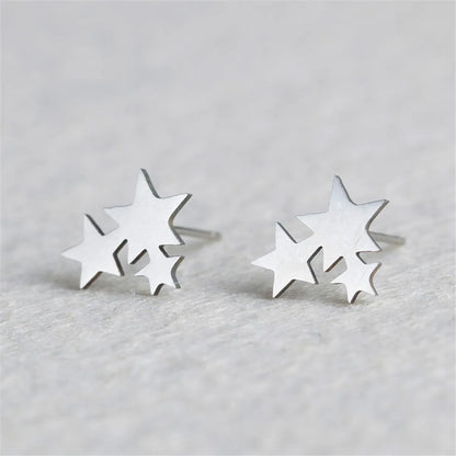 Fashion Star Stainless Steel No Inlaid Earrings Ear Studs