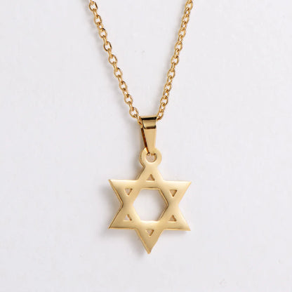 Stainless Steel 18K Gold Plated Korean Style Plating Hexagram Pendant Necklace