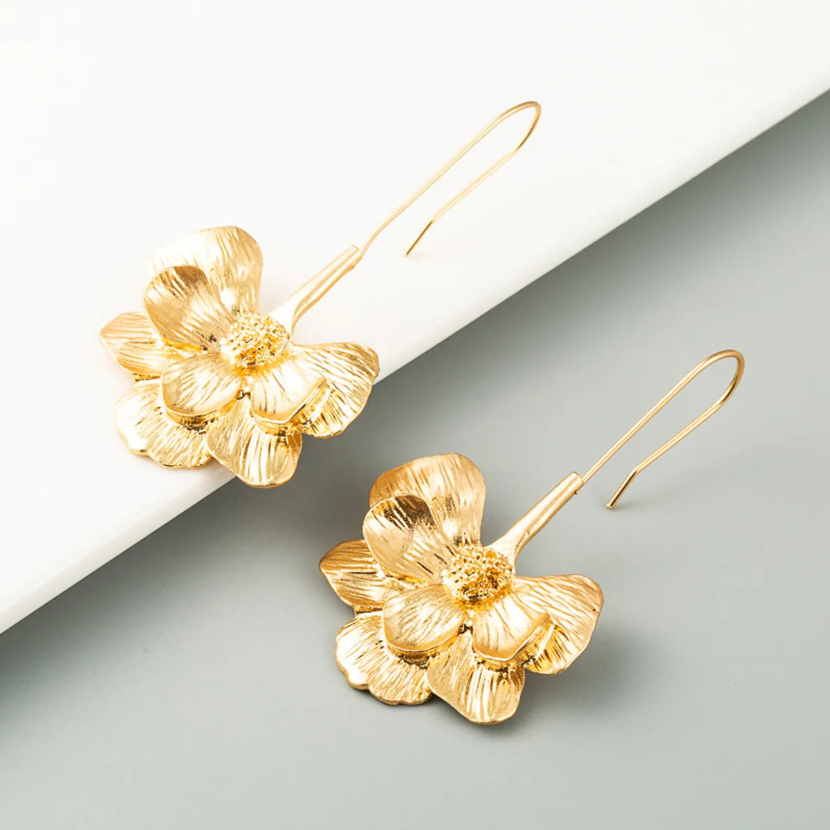 Simple Solid Color Flower Shaped Alloy Ear Hook Earrings Wholesale