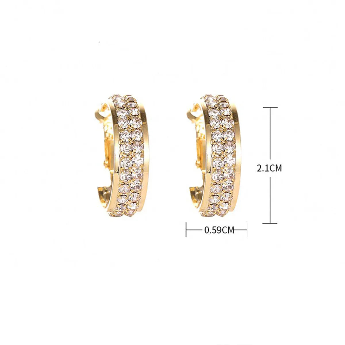 As Picture Fashion Korean Style C Shape Inlay Alloy Rhinestones Earrings