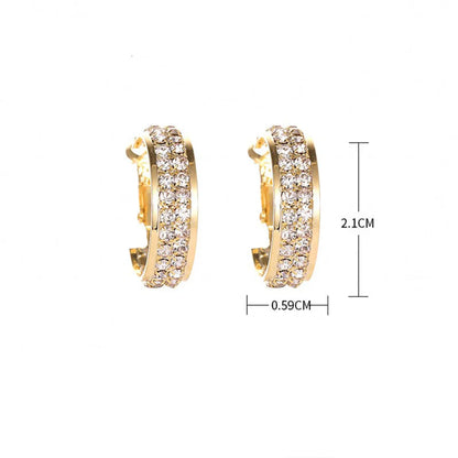 As Picture Fashion Korean Style C Shape Inlay Alloy Rhinestones Earrings