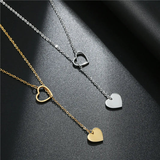 Simple Stainless Steel Heart-shaped Creative Simple Pendant Necklace