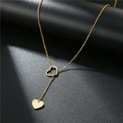 Simple Stainless Steel Heart-shaped Creative Simple Pendant Necklace