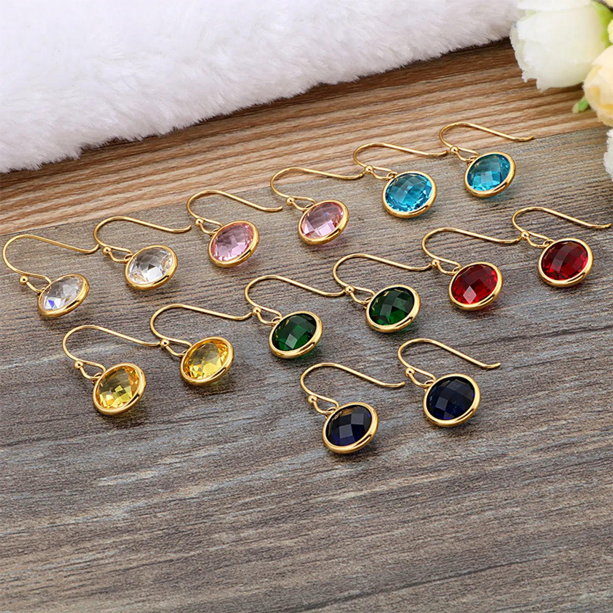 Korean Style Geometric Plating Titanium Steel 18K Gold Plated Earrings