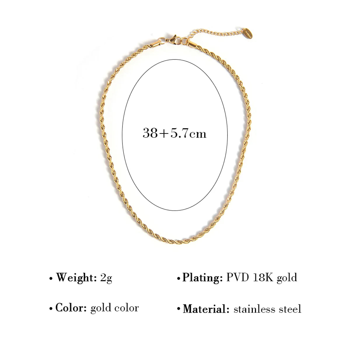 Simple Stainless Steel Twist Solid Color Geometric Necklace Wholesale