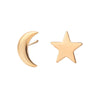 Simple Star And Moon Asymmetrical Earrings