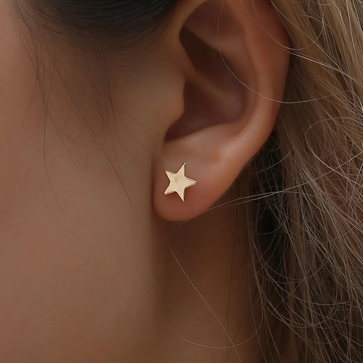 Simple Star And Moon Asymmetrical Earrings