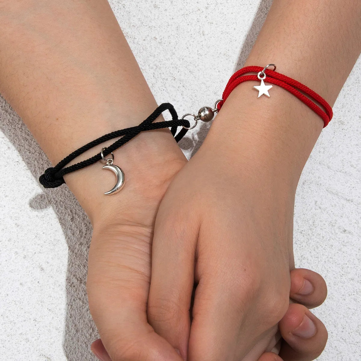 Foreign Ornament Simple Star Moon Couple Girlfriends Handmade Rope Adjustable Magnet Magnetic Bracelet