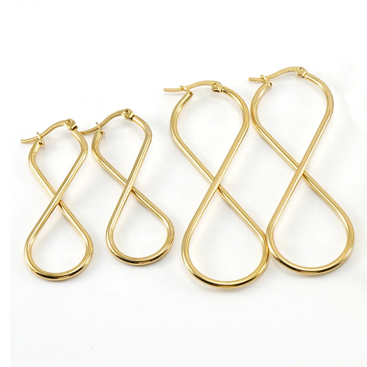 Simple Style 8 Number Stainless Steel Drop Earrings Gold Plated Stainless Steel Earrings