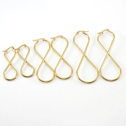 Simple Style 8 Number Stainless Steel Drop Earrings Gold Plated Stainless Steel Earrings