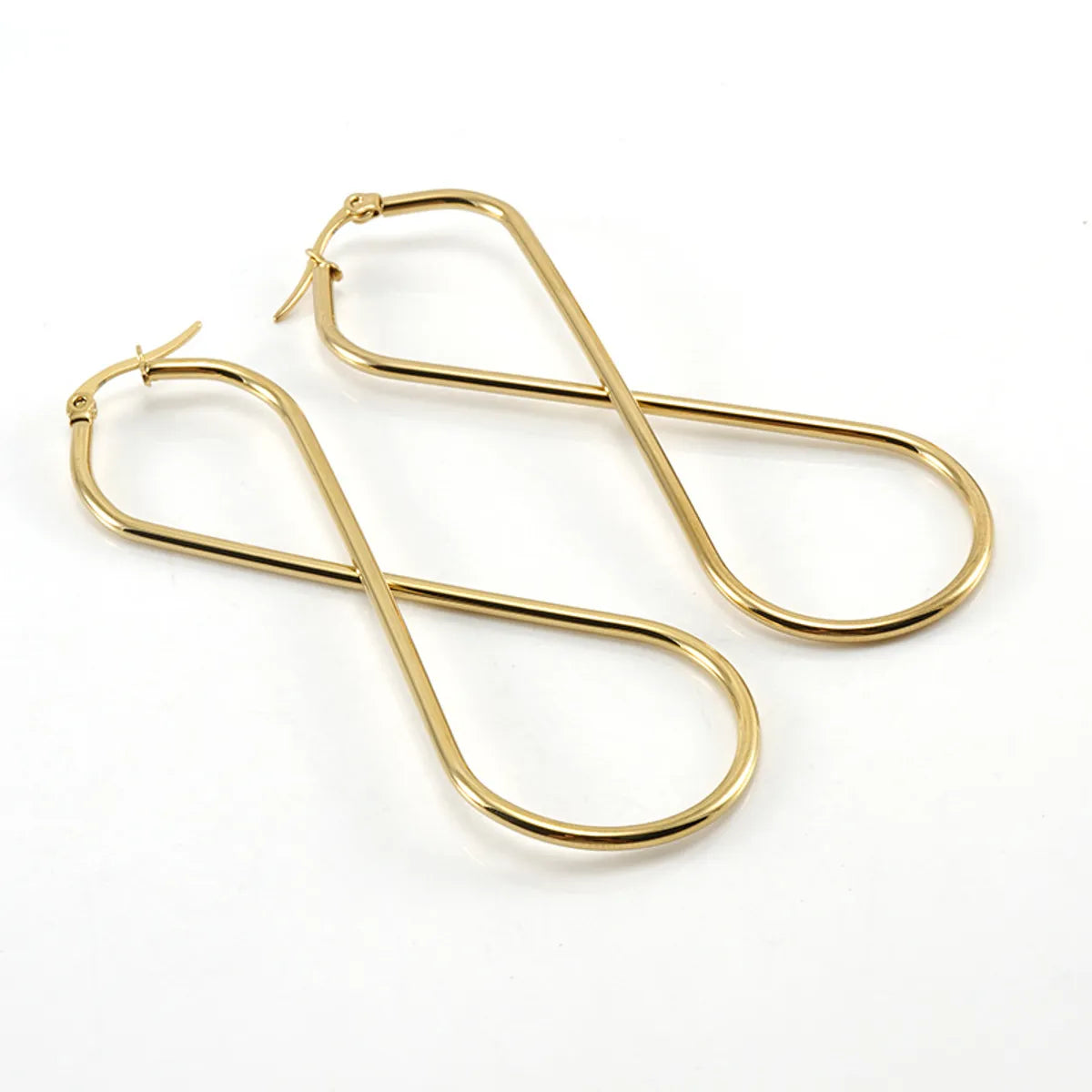 Simple Style 8 Number Stainless Steel Drop Earrings Gold Plated Stainless Steel Earrings