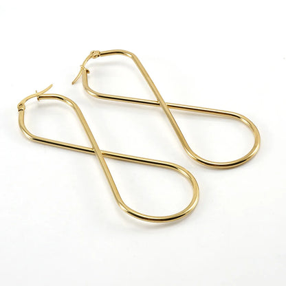 Simple Style 8 Number Stainless Steel Drop Earrings Gold Plated Stainless Steel Earrings