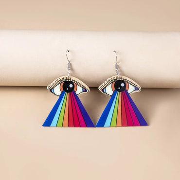 Fashion Geometric Rainbow Eye Printing Arylic Acrylic Earrings