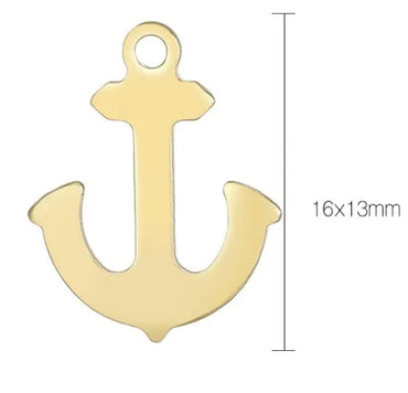 1 Piece Stainless Steel 18K Gold Plated Anchor