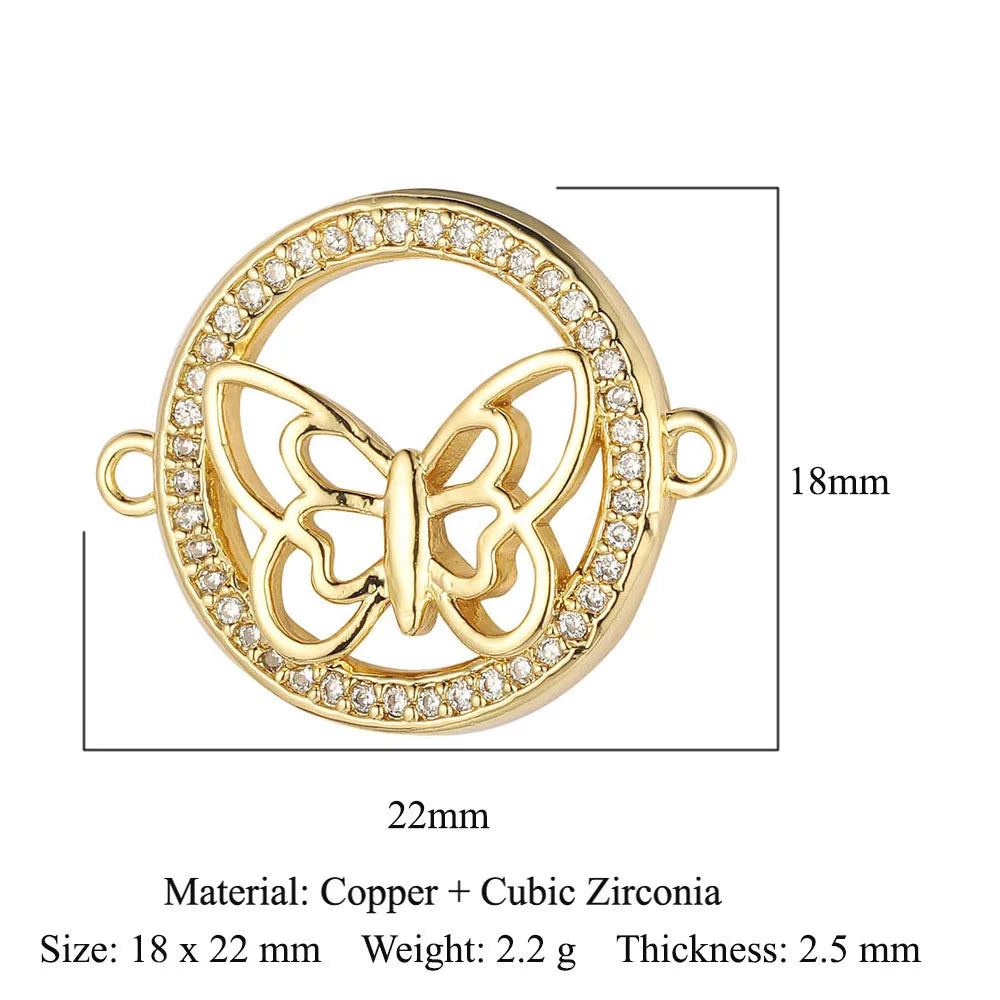 1 Piece Copper Zircon 18K Gold Plated Angel Moon Crown