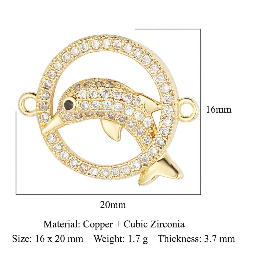 1 Piece Copper Zircon 18K Gold Plated Angel Moon Crown