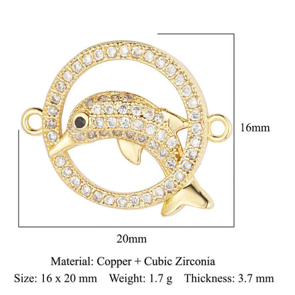 1 Piece Copper Zircon 18K Gold Plated Angel Moon Crown