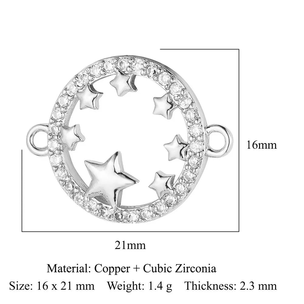 1 Piece Copper Zircon 18K Gold Plated Angel Moon Crown