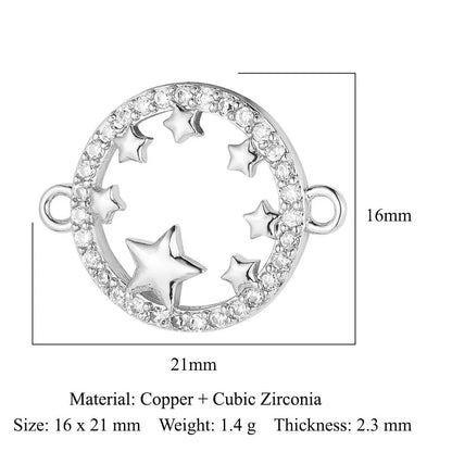 1 Piece Copper Zircon 18K Gold Plated Angel Moon Crown