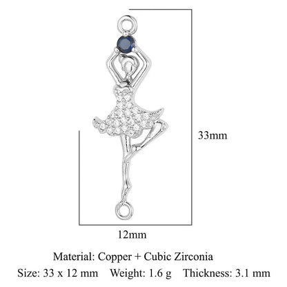 1 Piece Copper Zircon 18K Gold Plated Angel Moon Crown