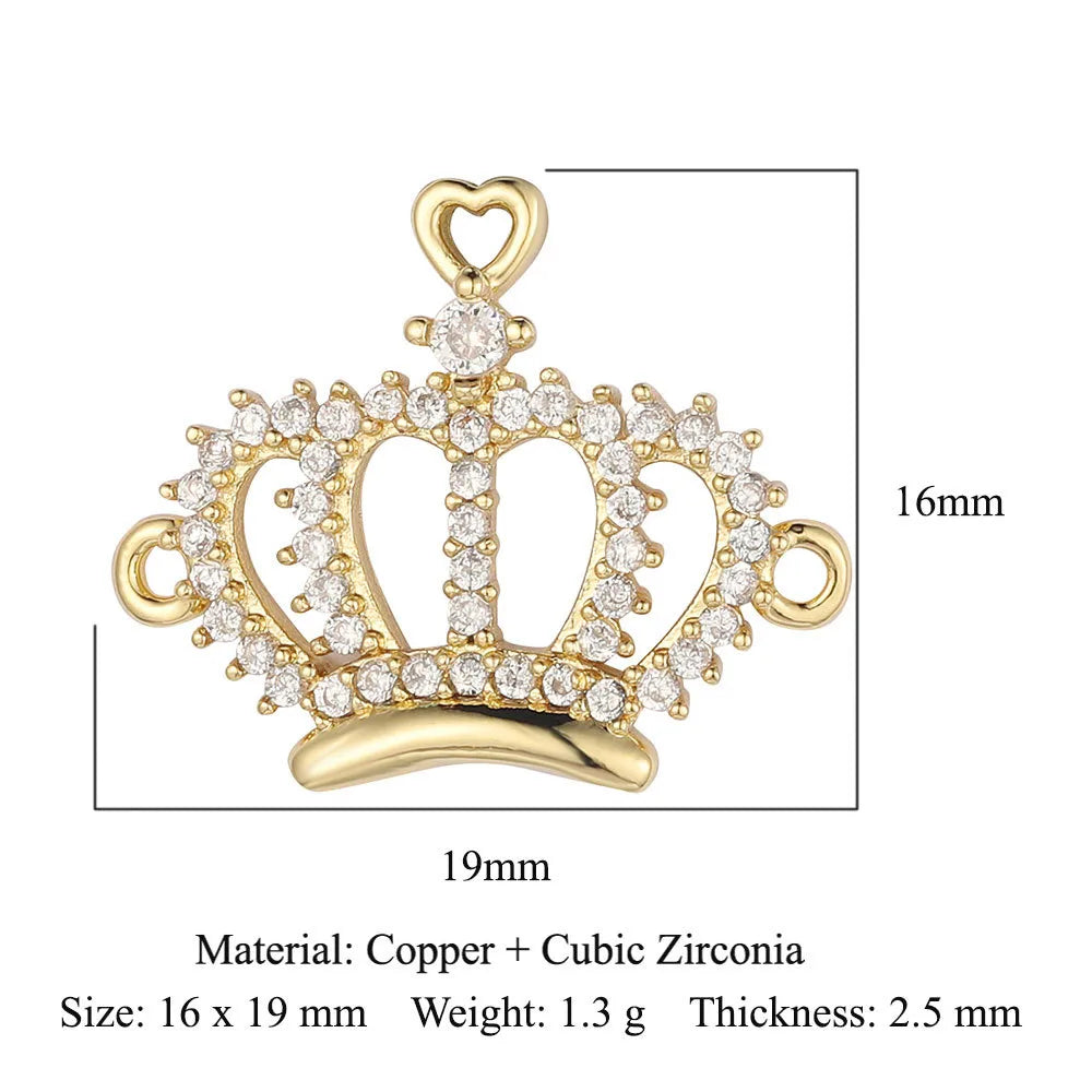 1 Piece Copper Zircon 18K Gold Plated Angel Moon Crown