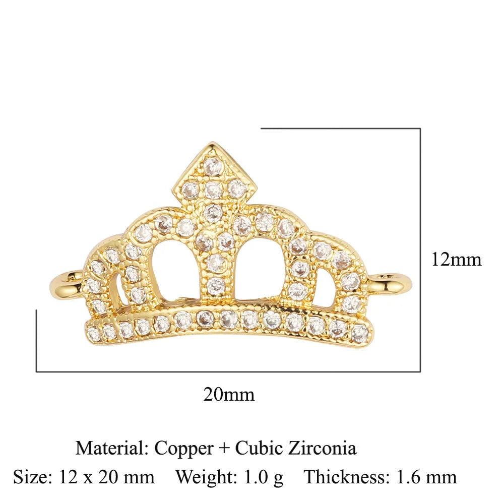 1 Piece Copper Zircon 18K Gold Plated Angel Moon Crown