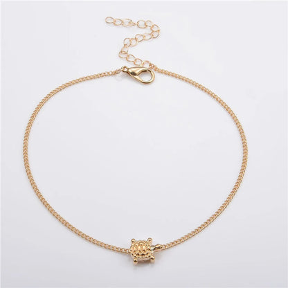 Simple Style Animal Cross Moon Gold Plated Silver Plated Imitation Pearl Alloy Wholesale Anklet