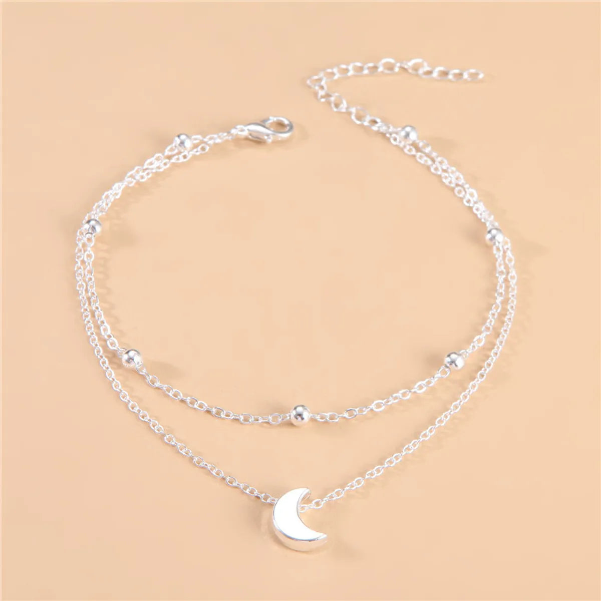 Simple Style Animal Cross Moon Gold Plated Silver Plated Imitation Pearl Alloy Wholesale Anklet