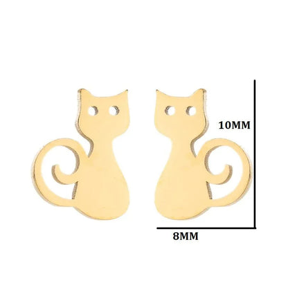 Simple Style Animal Stainless Steel Plating Hollow Out Ear Studs 1 Pair