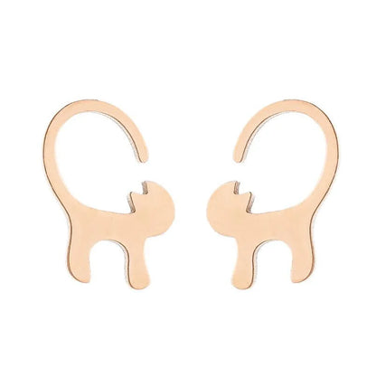 Simple Style Animal Stainless Steel Plating Hollow Out Ear Studs 1 Pair