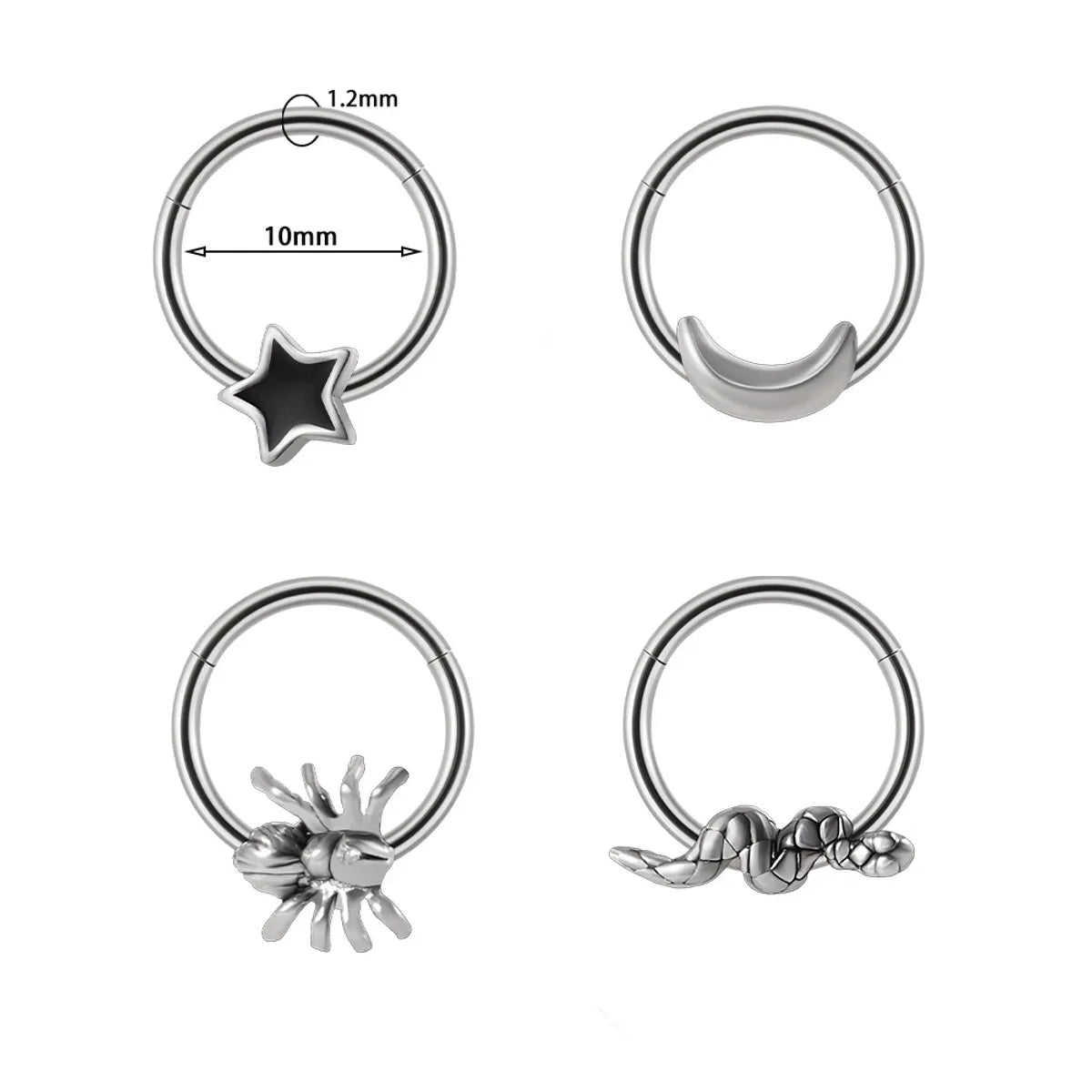 1 Piece Nose Rings & Studs Simple Style Animal Star 304 Stainless Steel