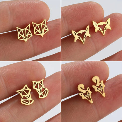 Simple Style Animal Titanium Steel Plating Ear Studs 1 Pair