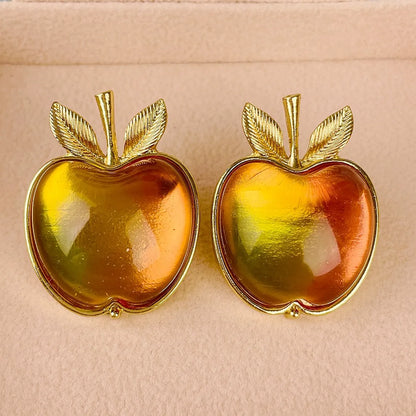 Simple Style Apple Alloy Plating Inlay Imitation Glaze Women's Earrings Brooches