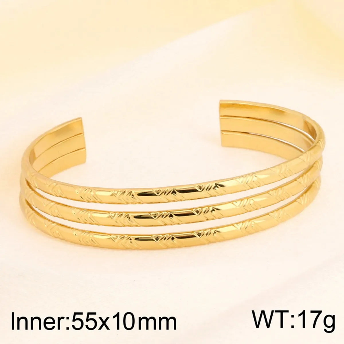 Simple Style Argyle 304 Stainless Steel 18K Gold Plated Bangle In Bulk