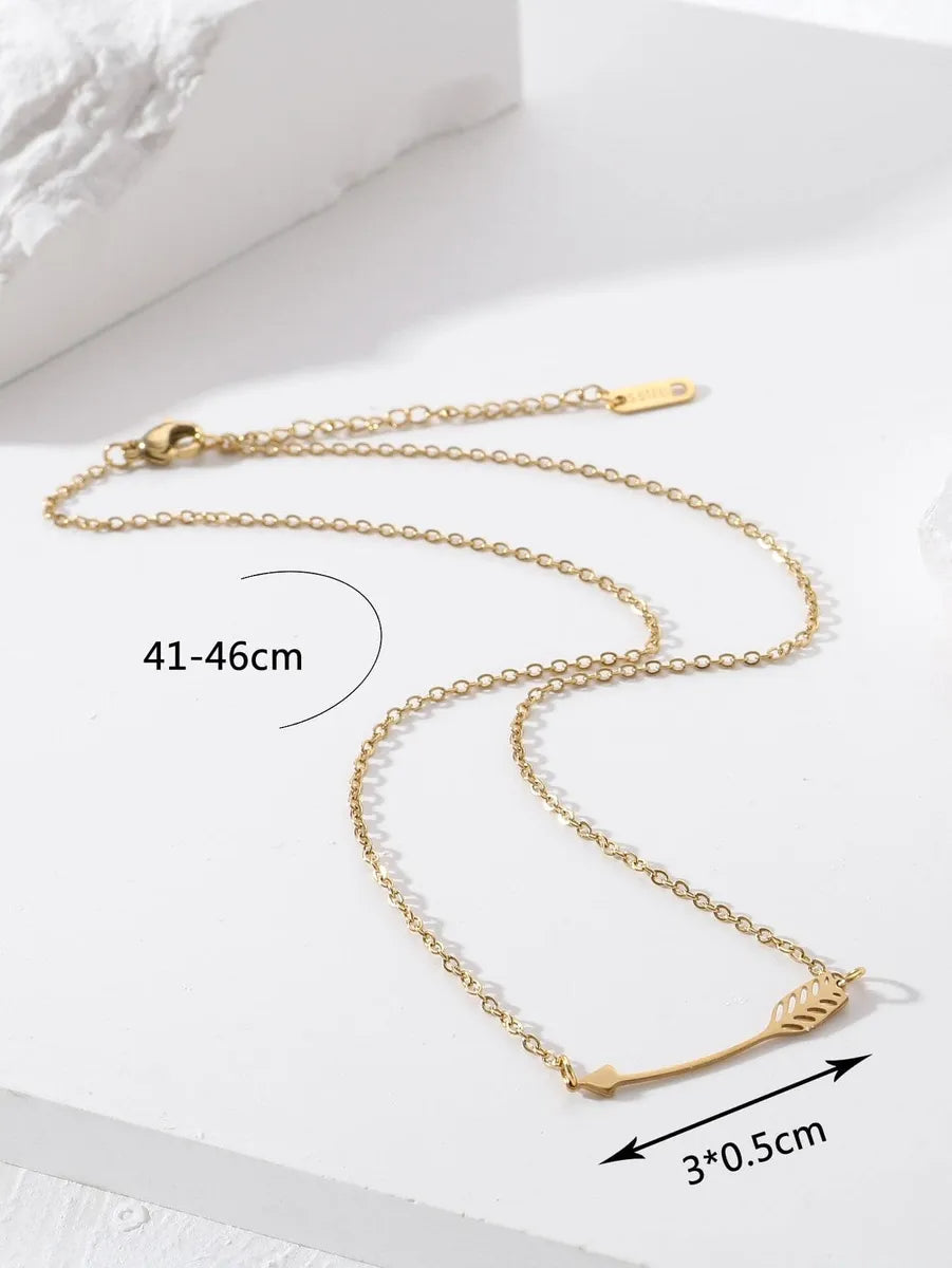 Simple Style Arrow Bow Knot Stainless Steel 18k Gold Plated Pendant Necklace