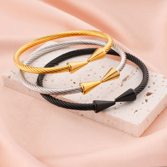 Simple Style Arrow Stainless Steel Titanium Steel Plating Rose Gold Plated Gold Plated Silver Plated Bangle