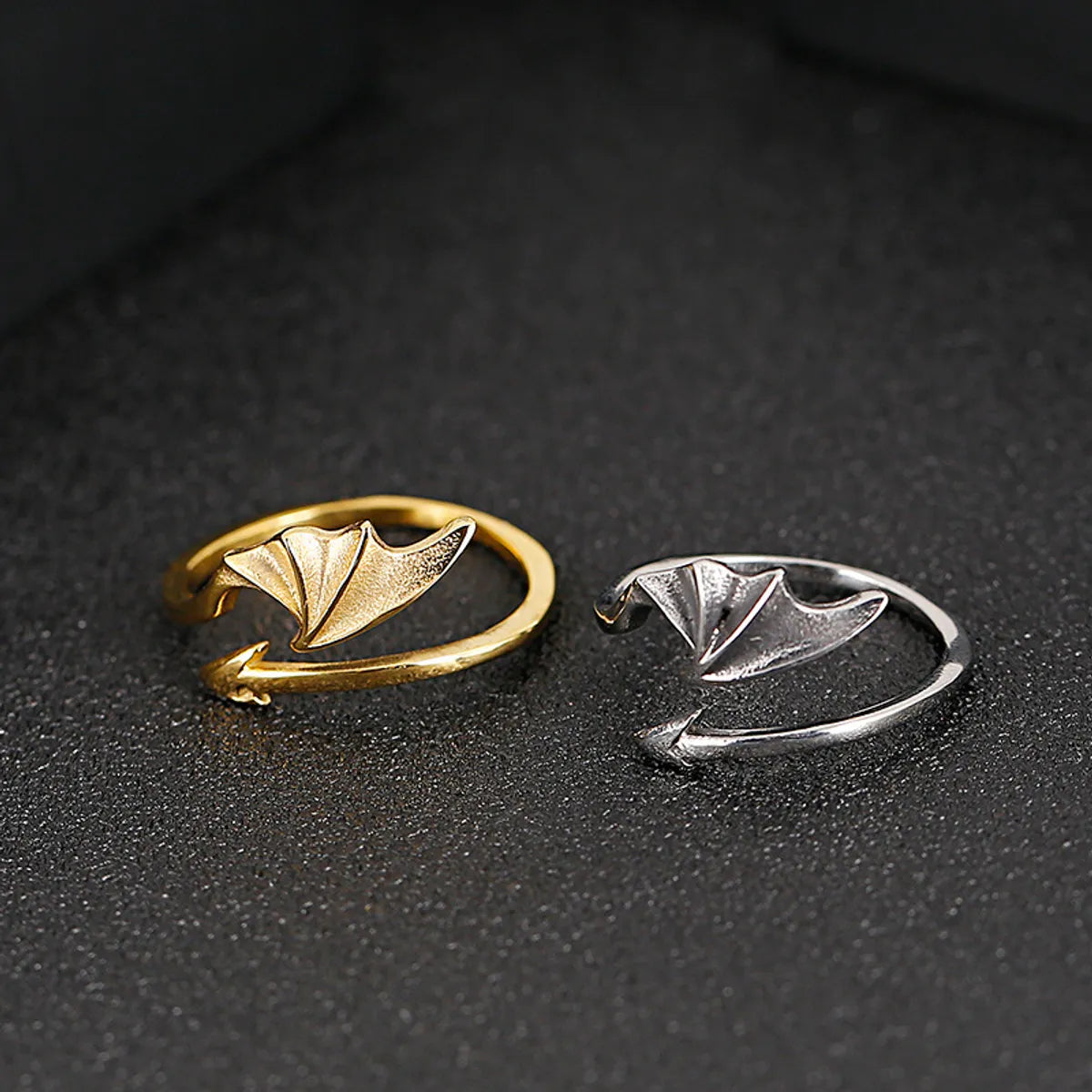 Wholesale Jewelry Simple Style Arrow Wings Stainless Steel 18K Gold Plated Open Rings